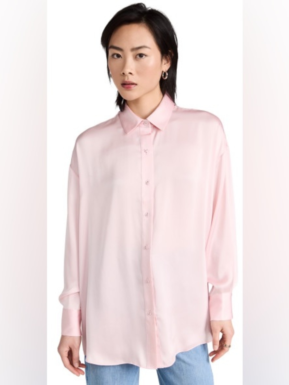 Favorite Daughter The Smooth Ex-Boyfriend Satin Shirt Light Pink